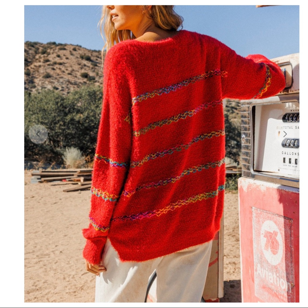 Boho chic Strip Knit Sweater Top - Picture 3 of 8